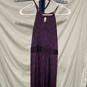 Loft Maxi Dress in purple and navy print.  Size XSP